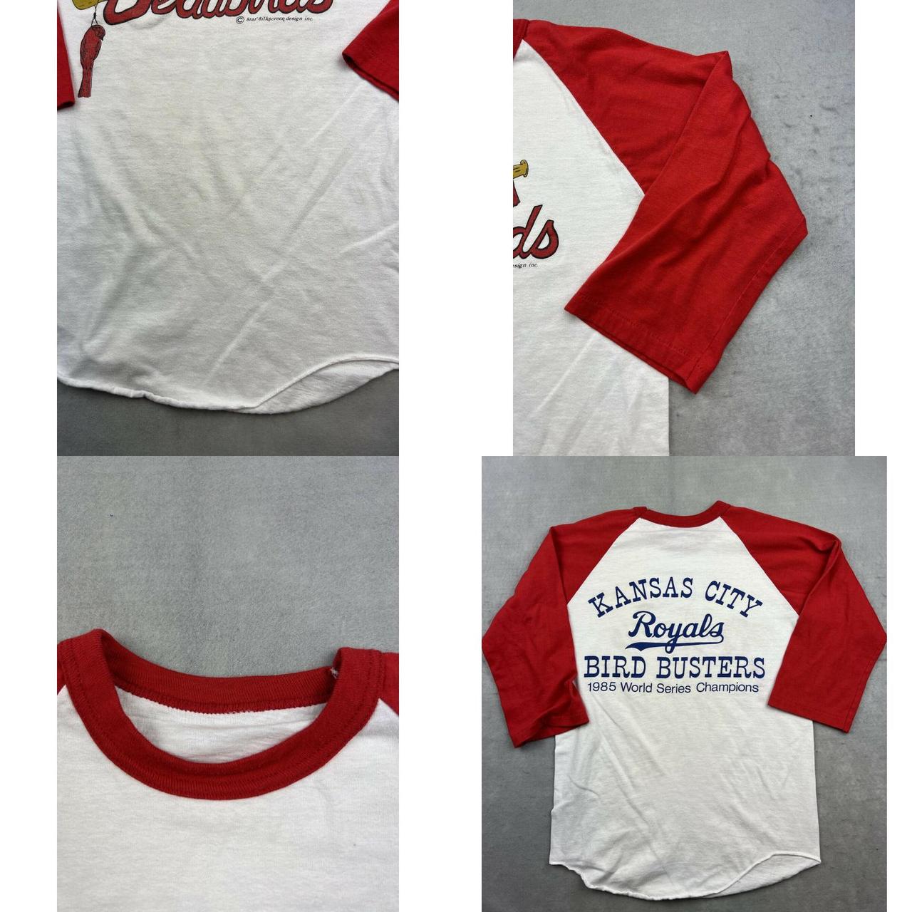 A1 VTG KANSAS CITY ROYALS SHIRT RAGLAN 1985 WORLD - Depop