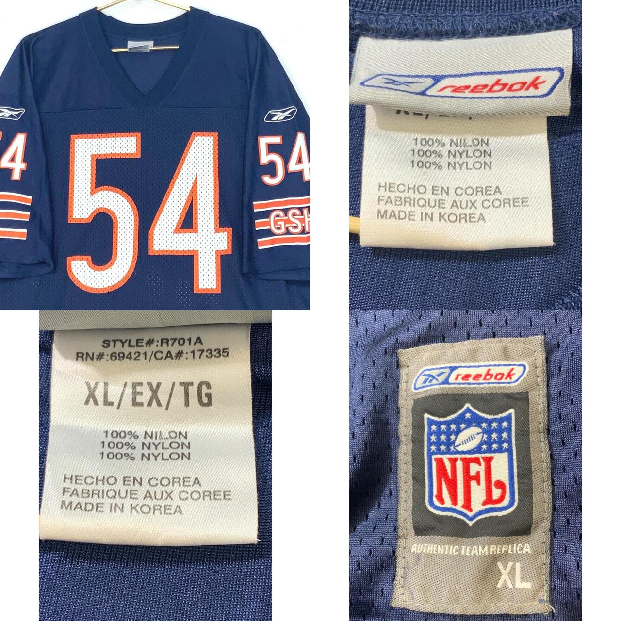 #54 Brian Urlacher NFL Chicago Bears Reebok Authentic Team Replica XL Jersey