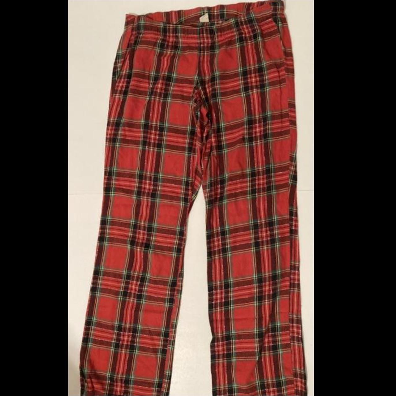 Green and red christmas flannel plaid pajama pants:... - Depop