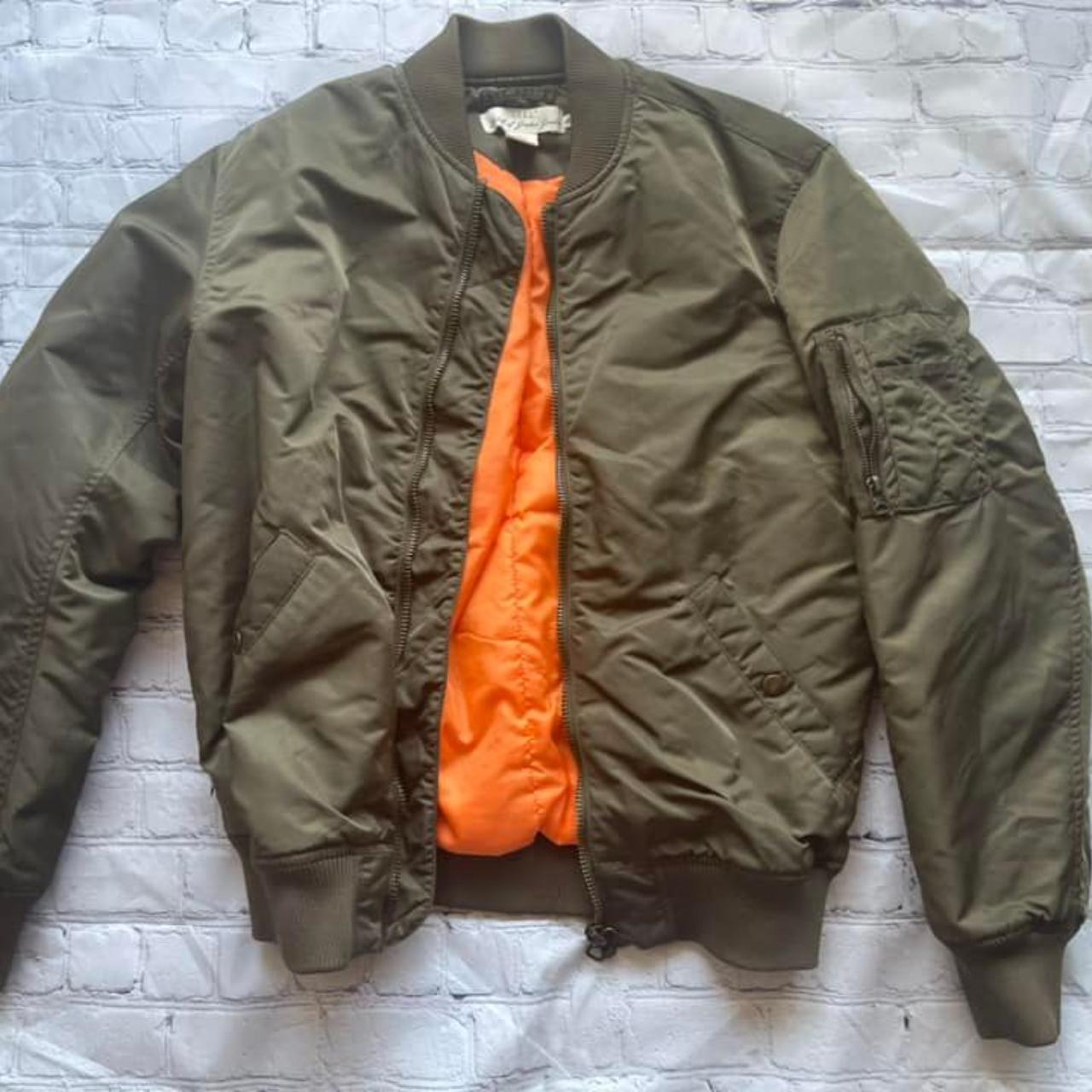 L.O.G.G. by H&M Pea Green Bomber Jacket Size S,... - Depop