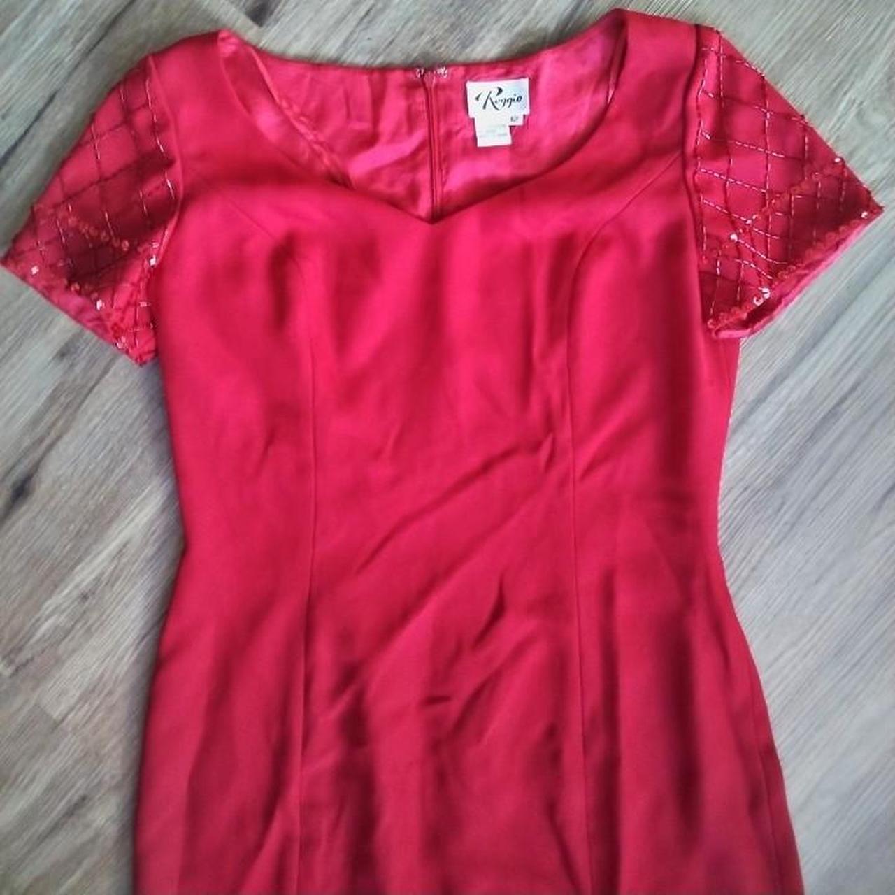 A true Vintage beaded embroidered scarlet red dress... - Depop