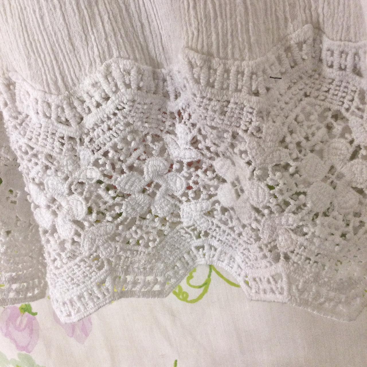 Fairy cottagecore lace embroidered edge white dress... Depop