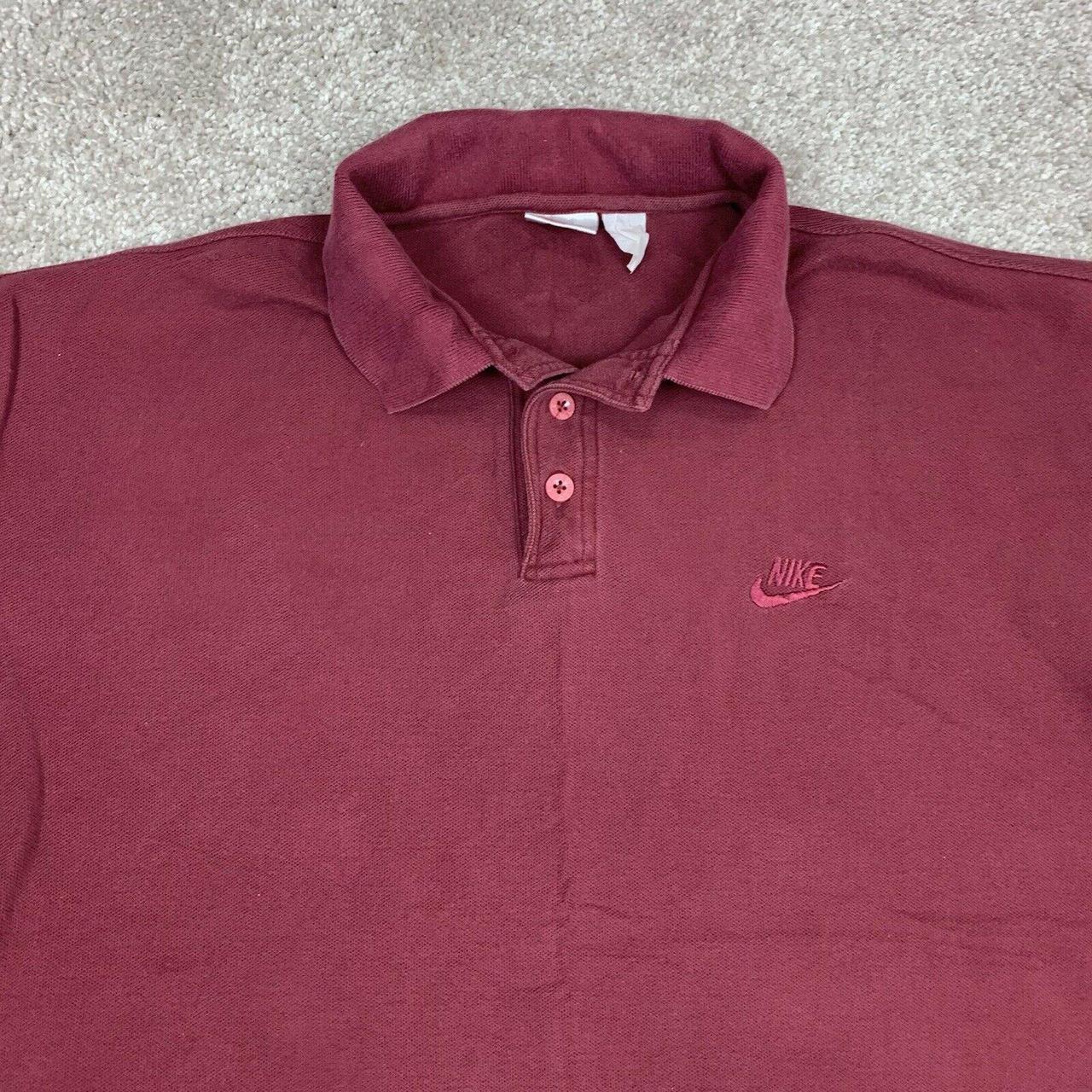 Vintage Nike Polo Shirt Mens Large Red Swoosh Cotton... - Depop