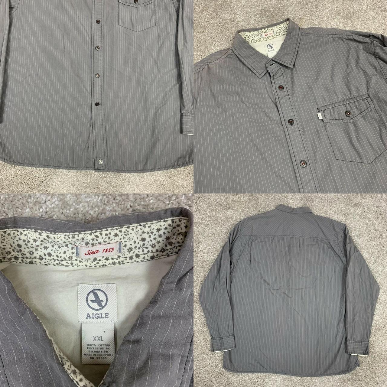 Aigle Button Up Shirt Mens XXL 2XL Gray White... Depop