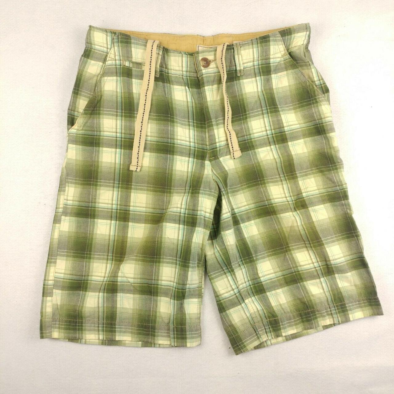 green plaid cargo shorts