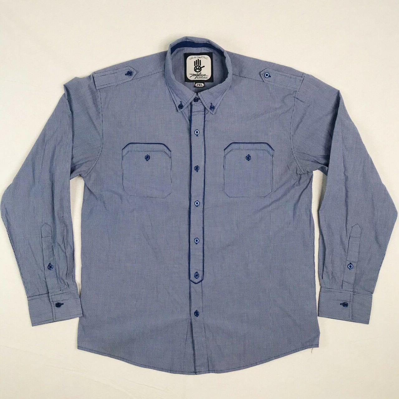 Miskeen Originals Button Up Shirt Mens XXL 2XL Blue... - Depop