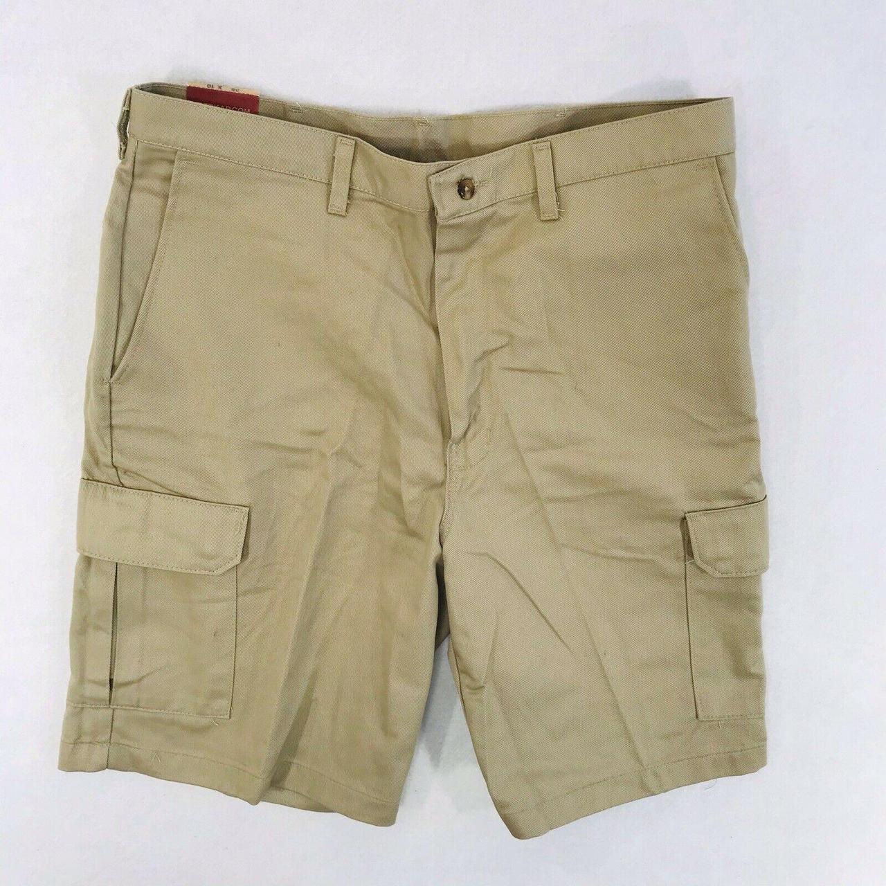 Red Kap Men's Khaki and Red Shorts | Depop