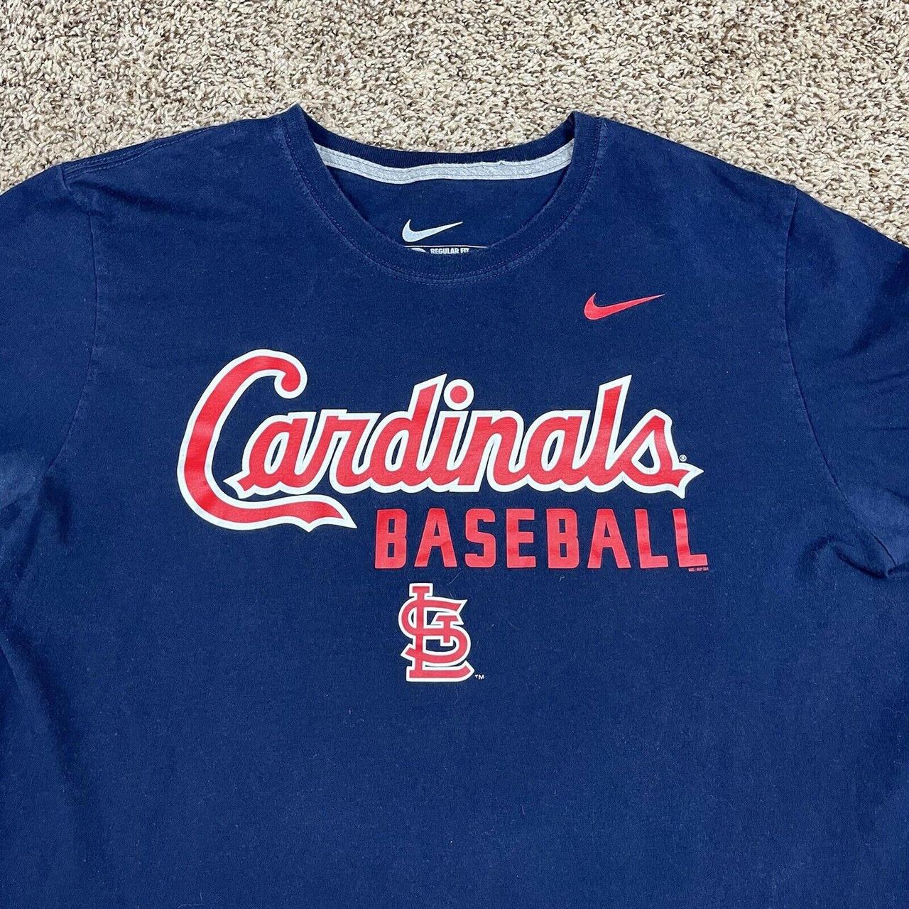 St. Louis Cardinals Nike Baseball Dri-Fit Blue Polo - Depop