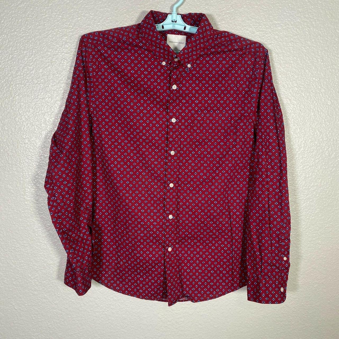 American Eagle Button Down Shirt Mens Large Red Blue... - Depop