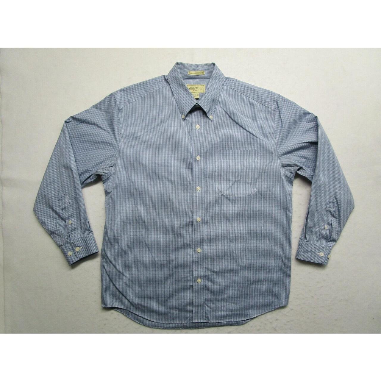 Eddie Bauer Button Shirt Mens M Medium Blue Check... - Depop