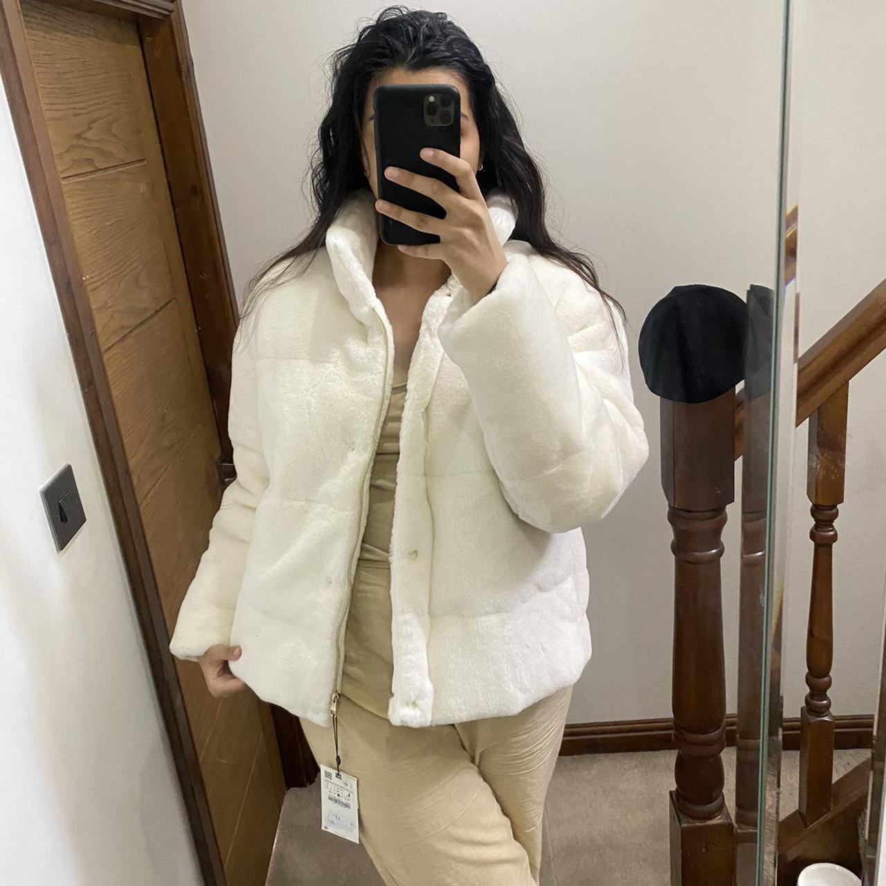 zara faux fur jacket ecru