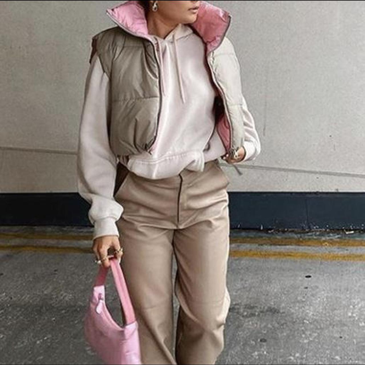 zara pink and nude gilet