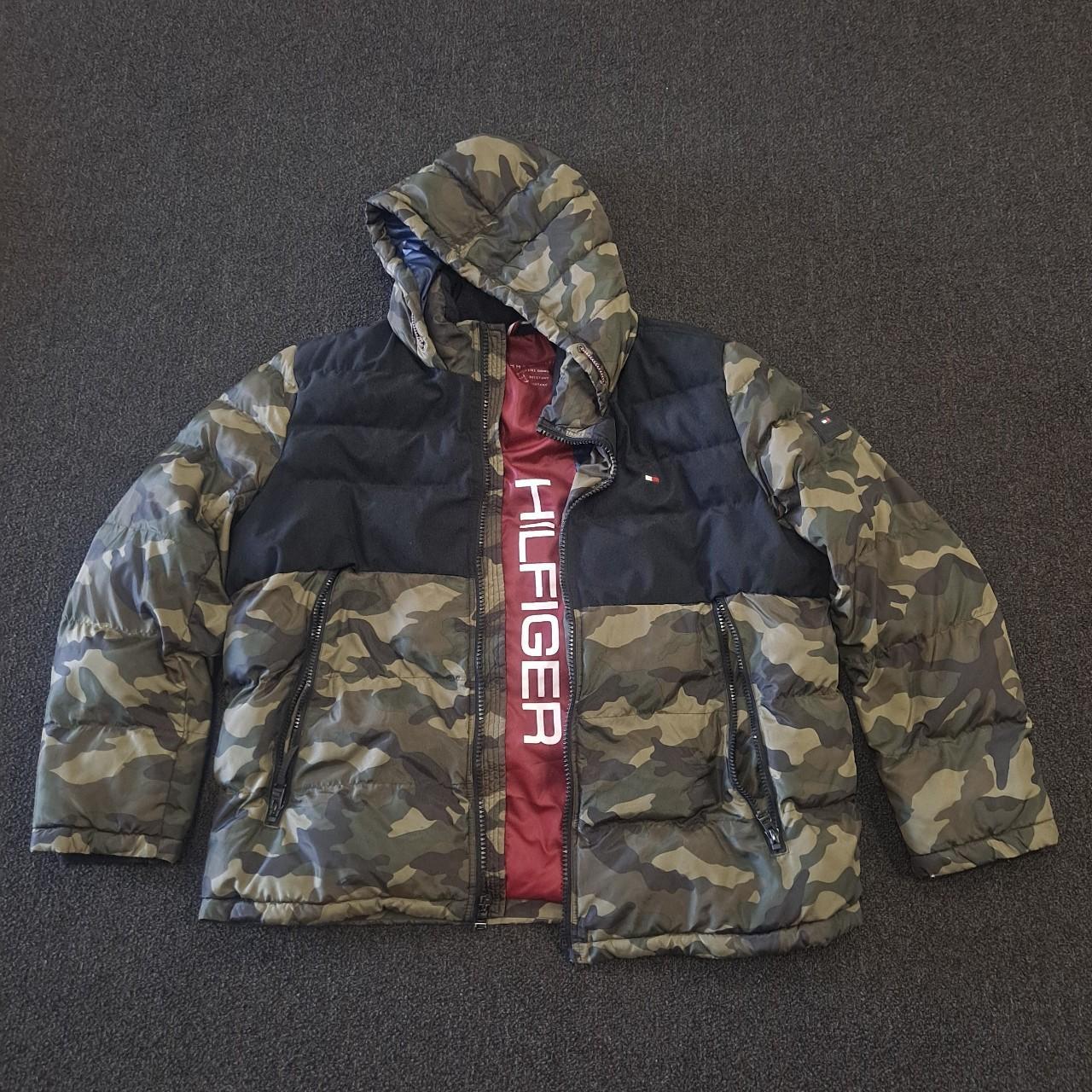 tommy hilfiger puffer jacket camo