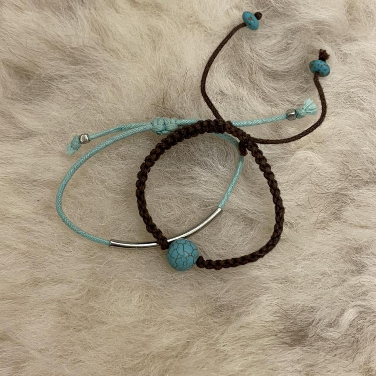 Brown and Seafoam Green String Bracelets 🍀 Worn a... - Depop