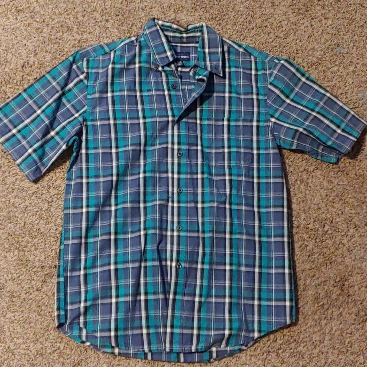 mens short sleeve button up size small basic... - Depop