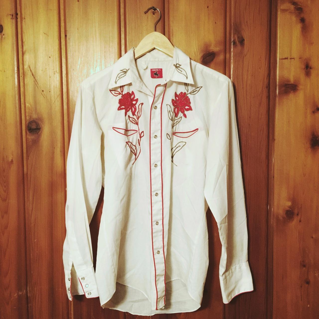 Vintage Tem Tex Western Shirt Red Pearl Snaps- - Depop