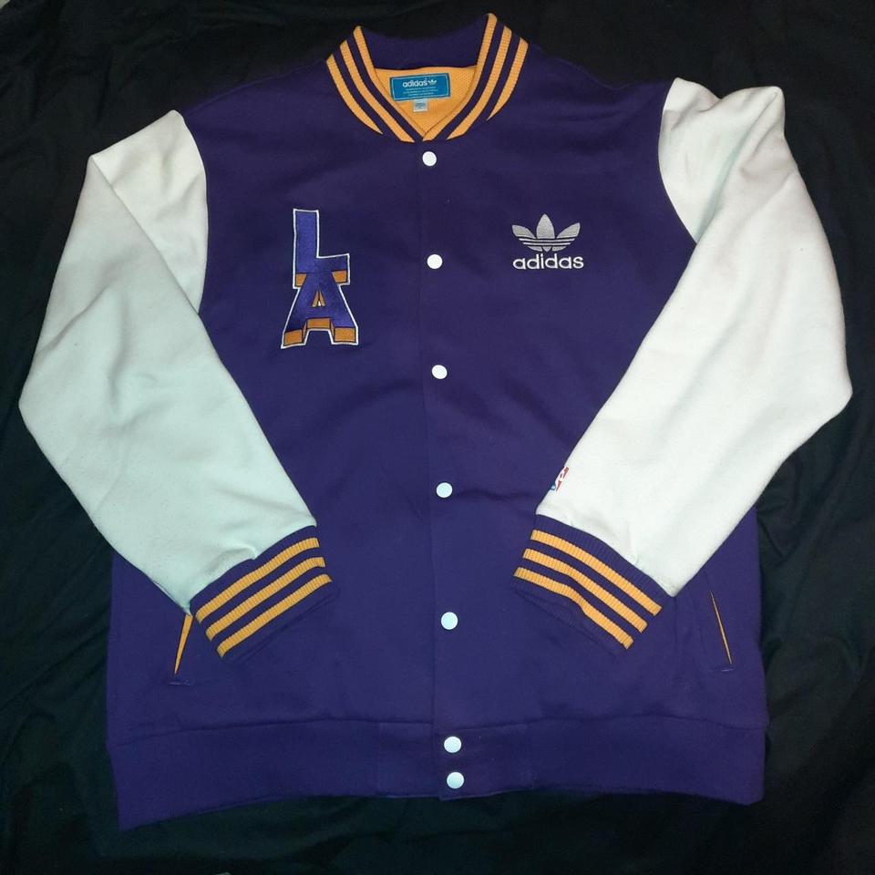 adidas, Jackets & Coats, Adidas Lightweight Purple Gold Lakers Jacket