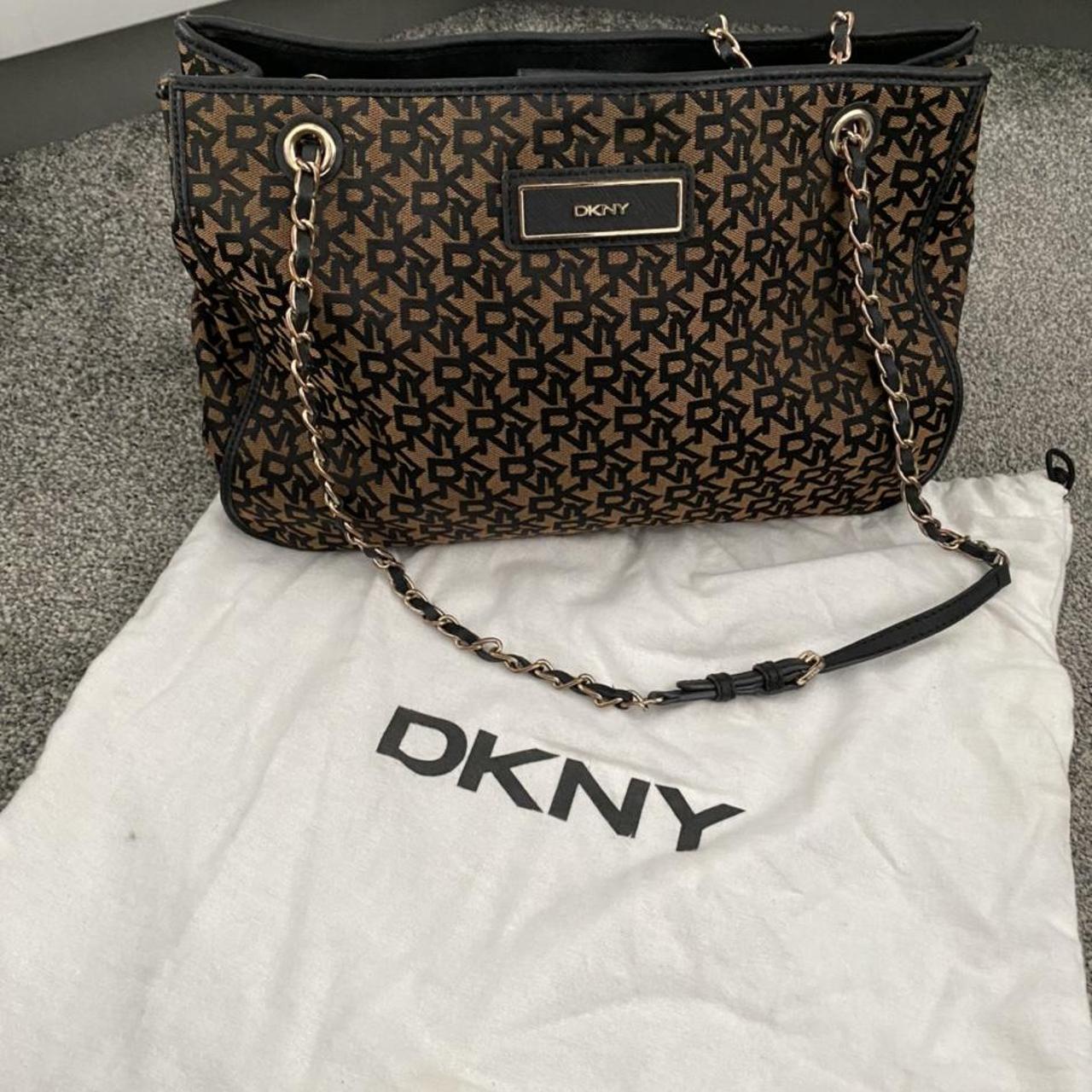 Dkny brown monogram shoulder bag. Comes with dust... Depop