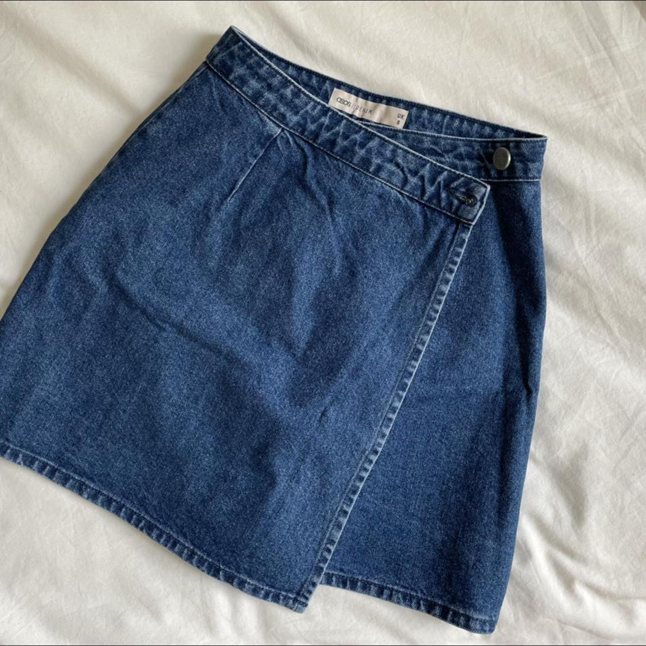 Denim high waisted wrap skirt - comfy and cute - Depop