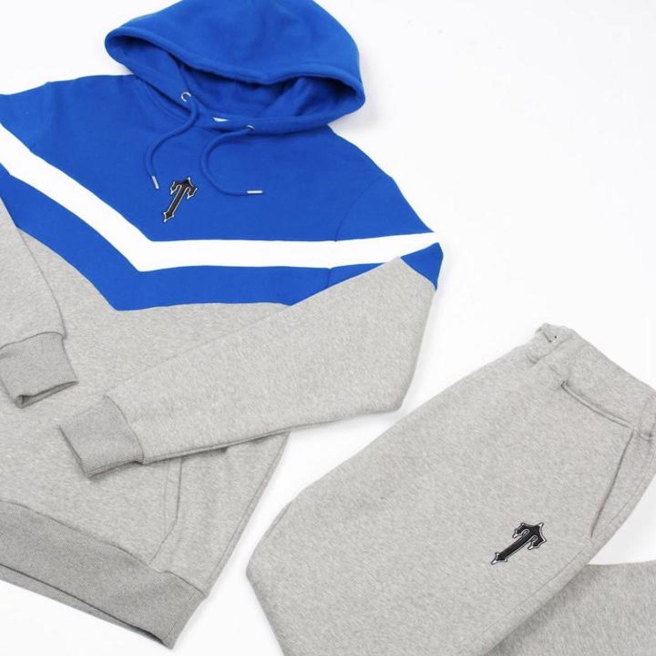 Trapstar V Stripe Hoodie Tracksuit Cobalt... Depop