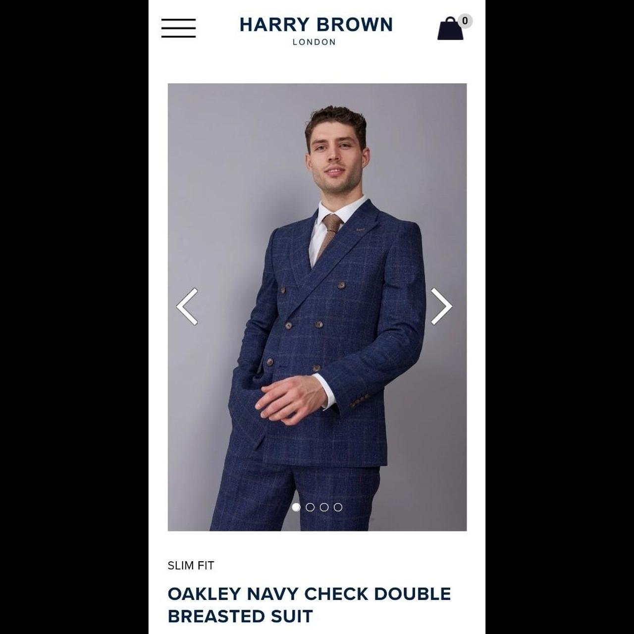 OAKLEY NAVY CHECK DOUBLE BREASTED SUIT by HARRY... - Depop