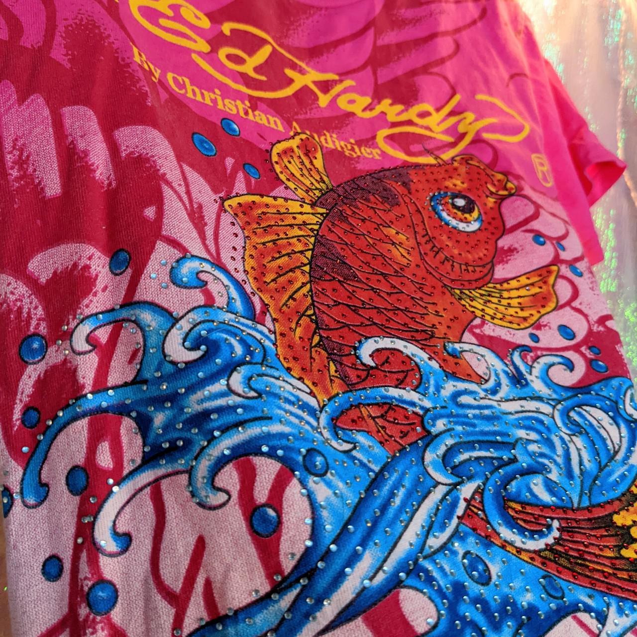 ED HARDY KOI TEE WOMENS LARGE 🌊 I bought this shirt | Depop