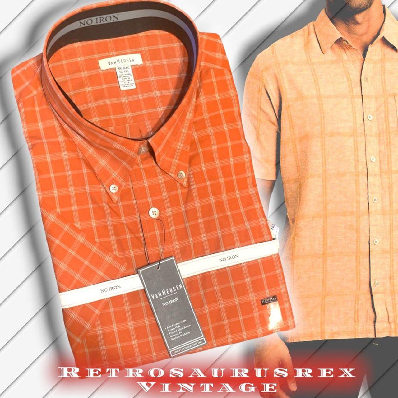Van Heusen Men's Orange and White Shirt Depop