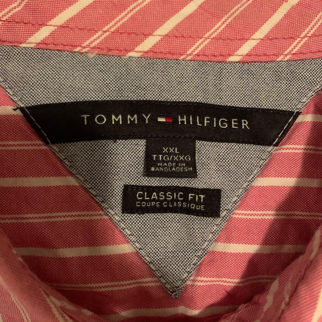 Men’s Tommy Hilfiger Button Up shirt, Pink and White... - Depop