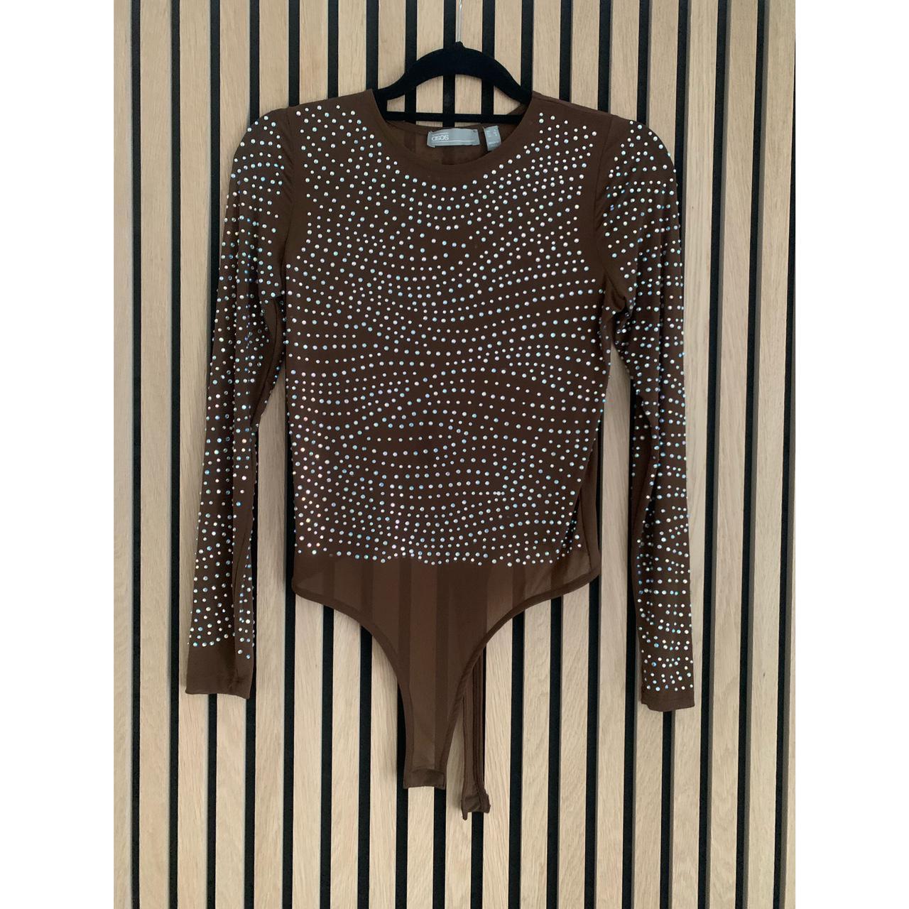 ASOS DESIGN embellished long sleeved mesh body