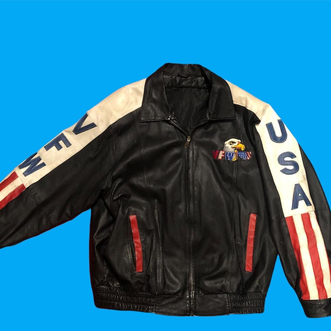 Vintage 80s Bald Eagle Leather Varsity Jacket🔥😎... - Depop