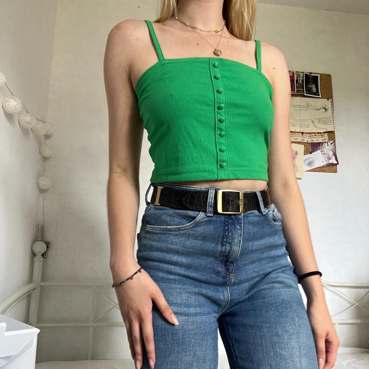 Women's Green Crop-top | Depop