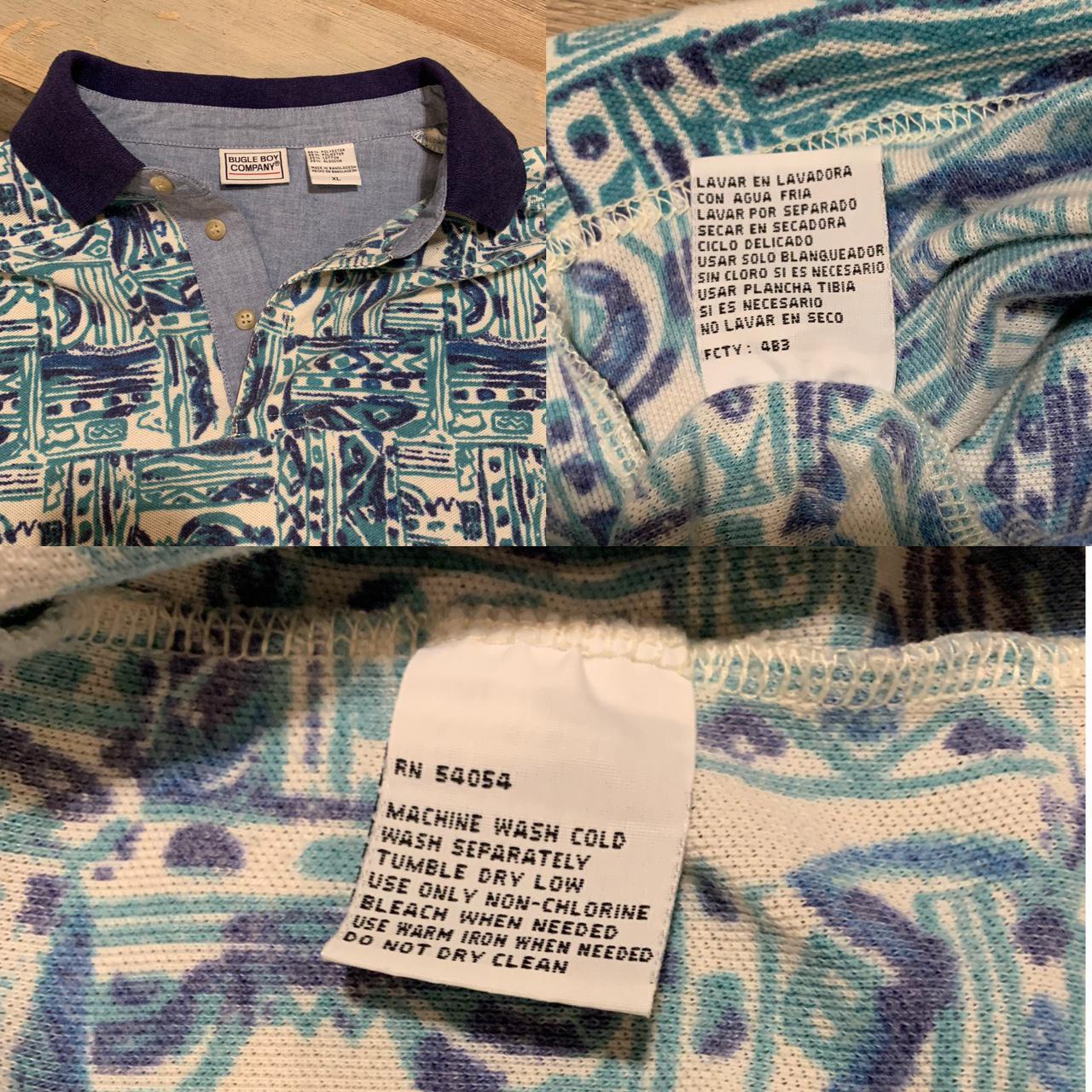 Bugle Boy polo shirt! Vintage blue/green/white... - Depop