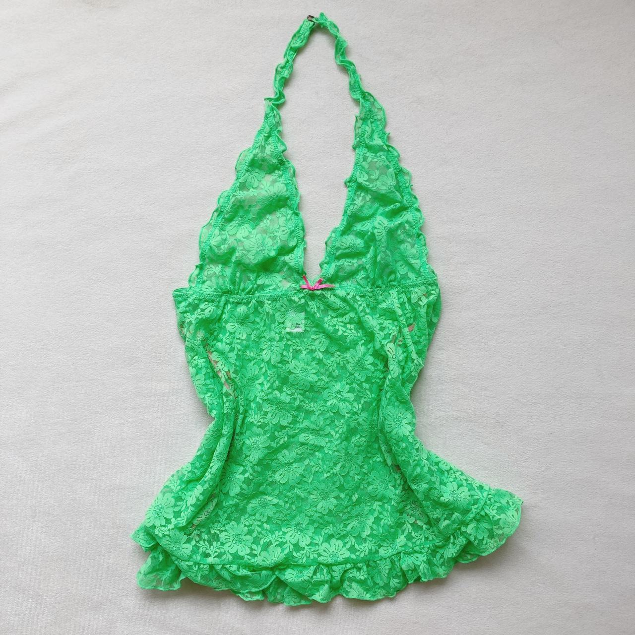 Neon Green Lace Halter Top A frilly lace neon green... - Depop