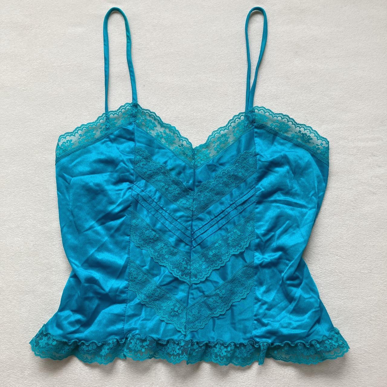 Blue Lace Embroidered Tank A gorgeous saturated...
