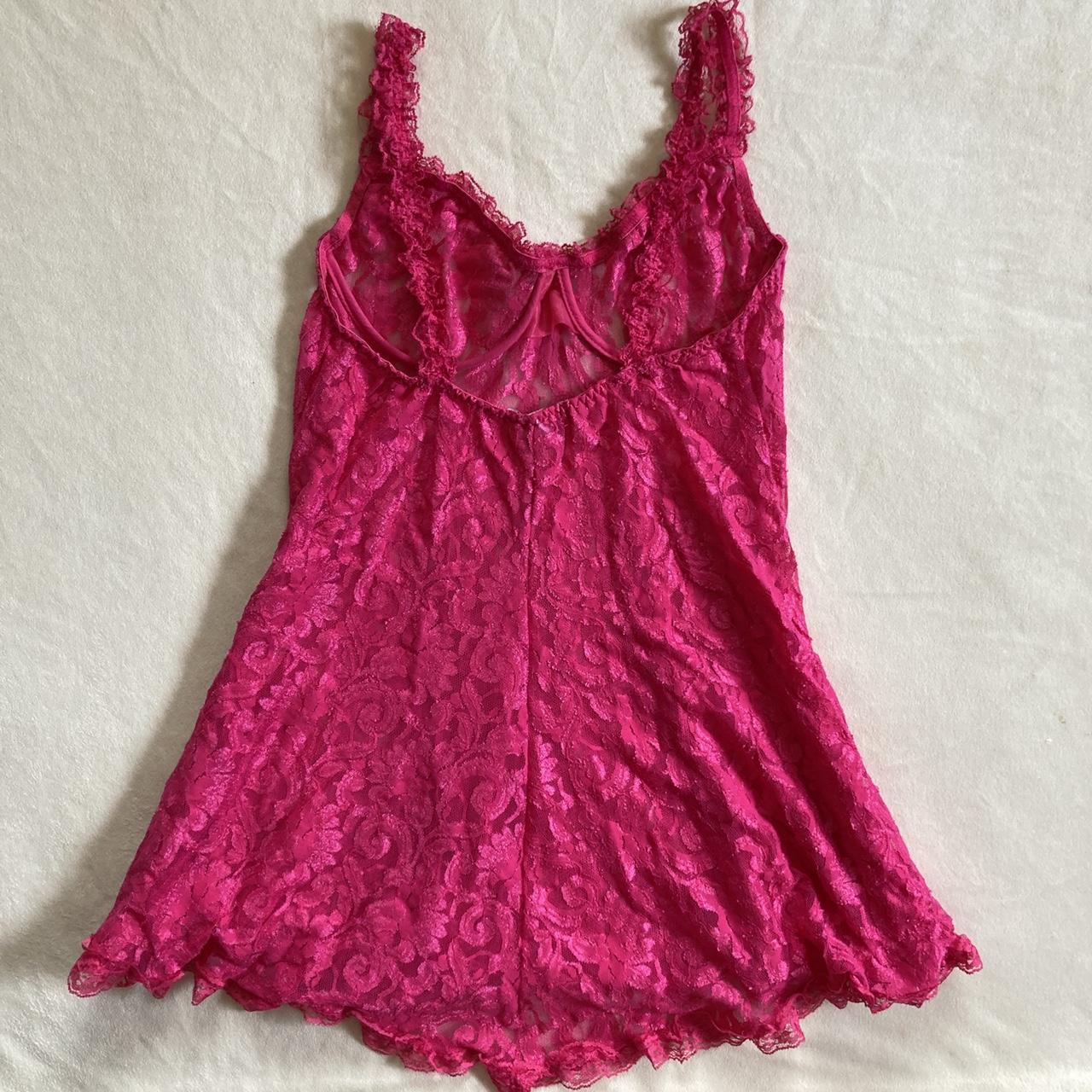 Hot Pink Ruffled Lace Slip Dress Pinterest famous... - Depop