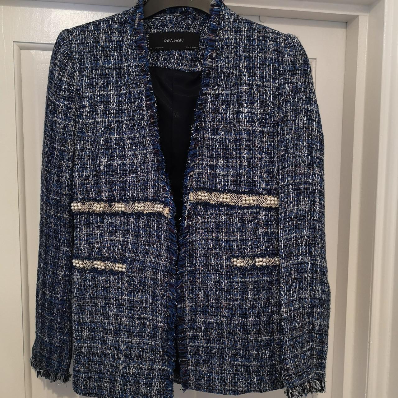 zara tweed jacket white