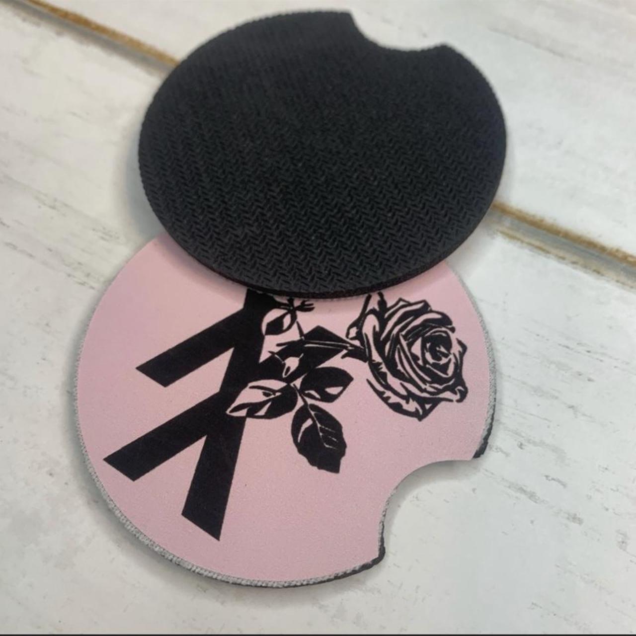 XX pink Rose MGK Car Coasters set of 2 neoprene... | Depop