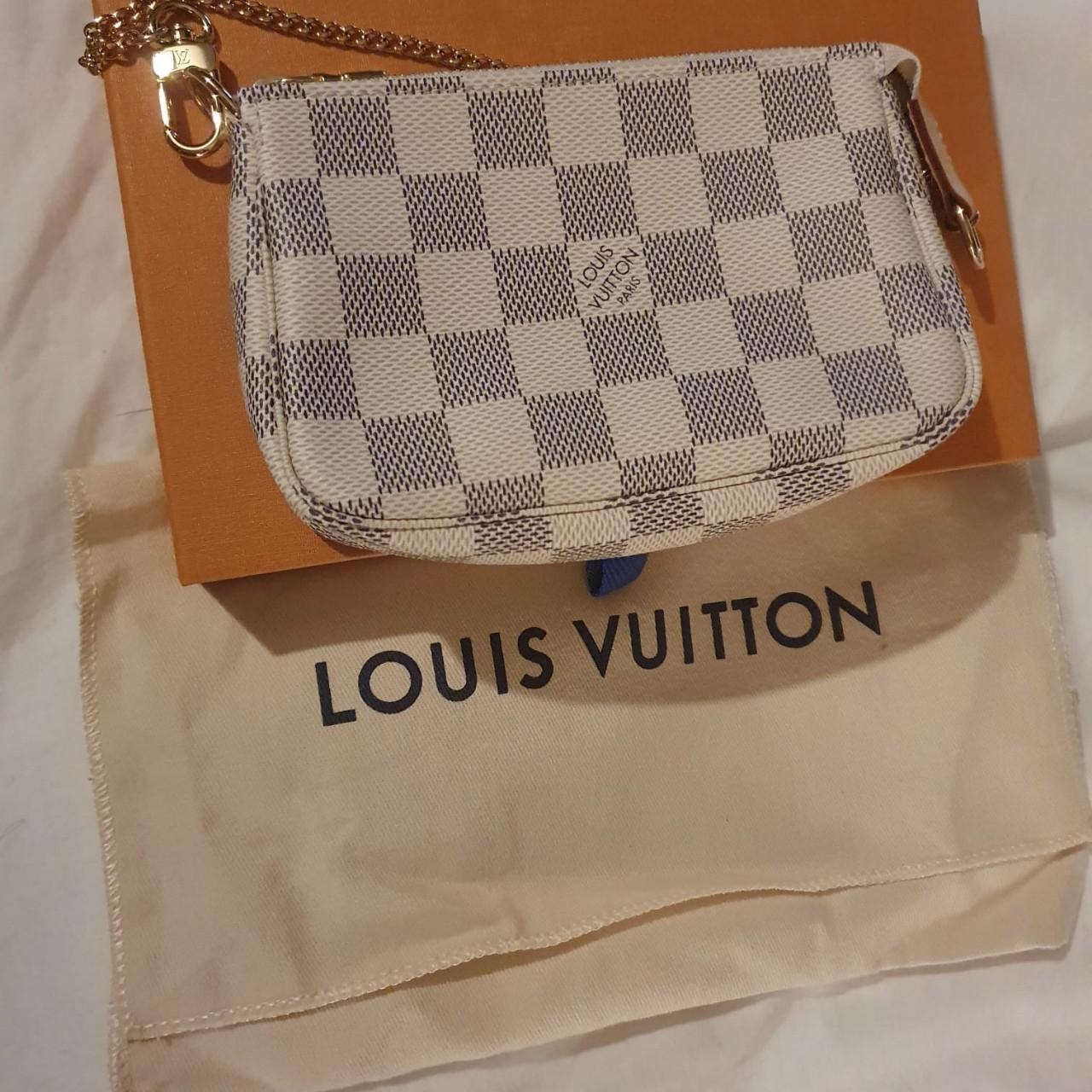 Louis vuitton Mini pouchette in Damier Azur Never... - Depop