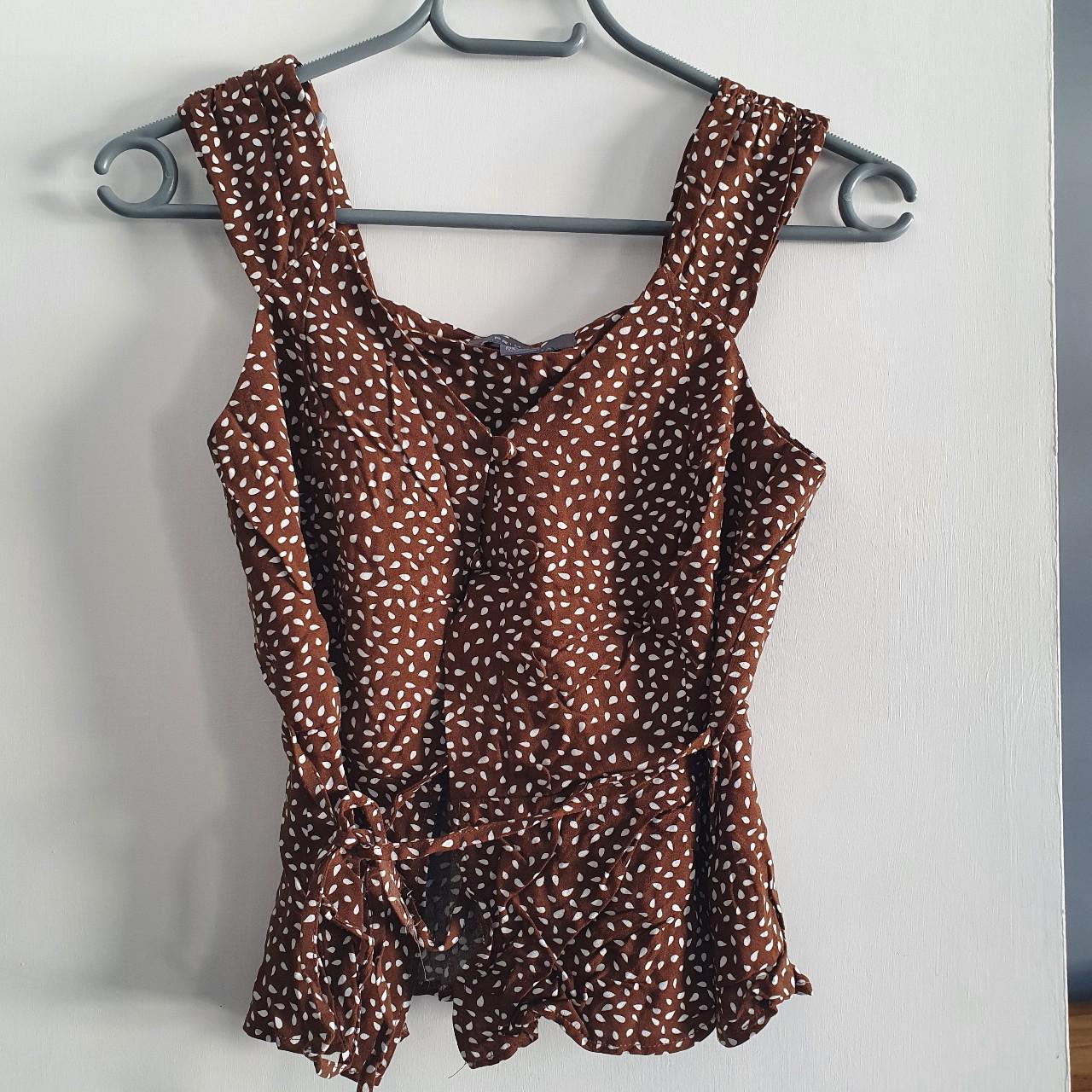 Primark Women's Brown and White Vest Depop