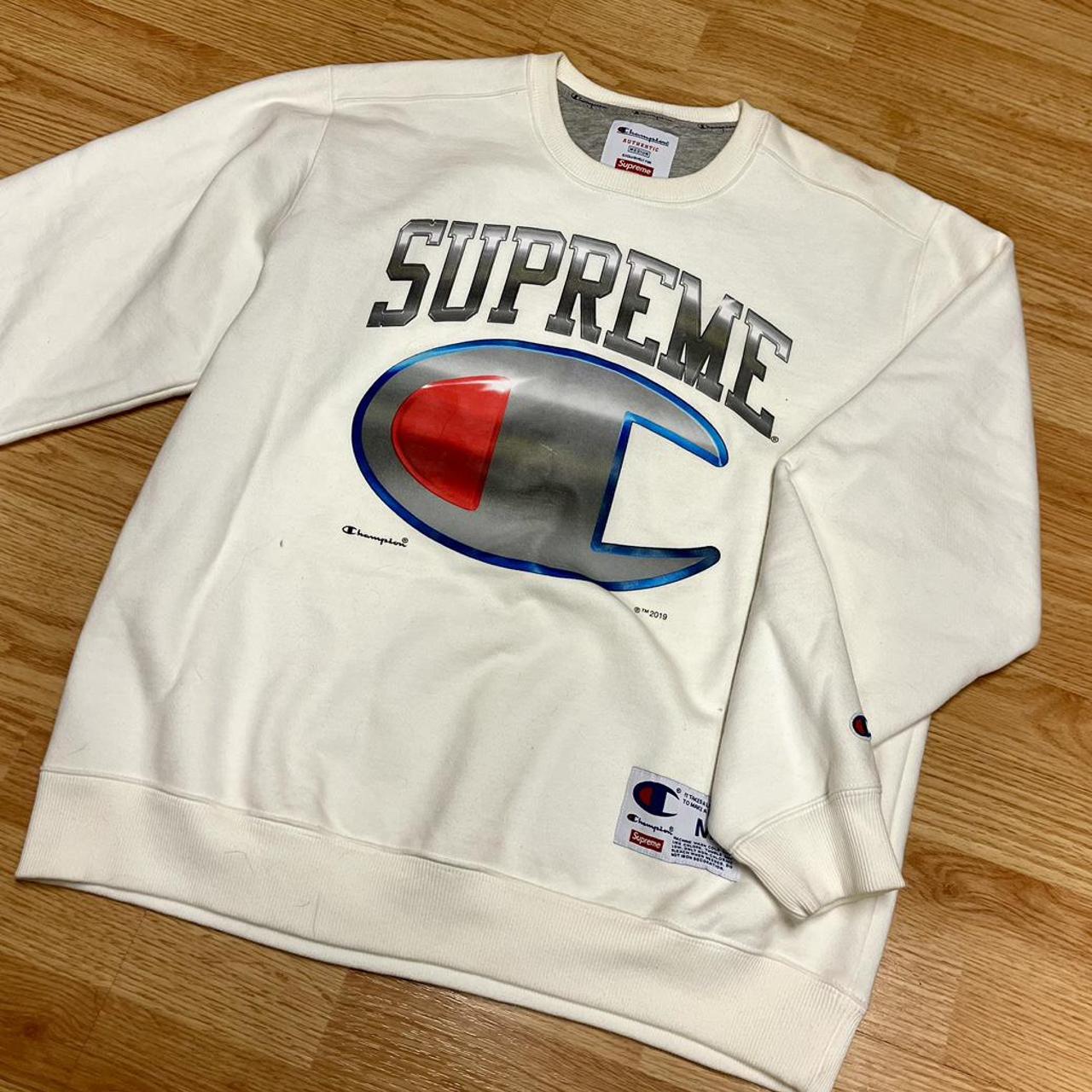 Supreme newest champion chrome crewneck white