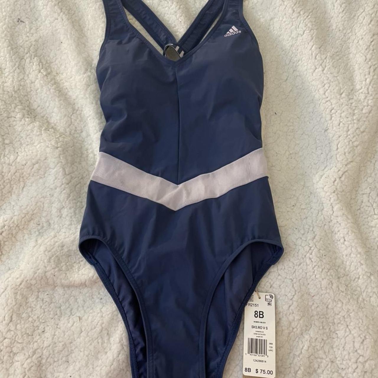 Adidas Women's Navy and Blue Swimsuit-one-piece | Depop