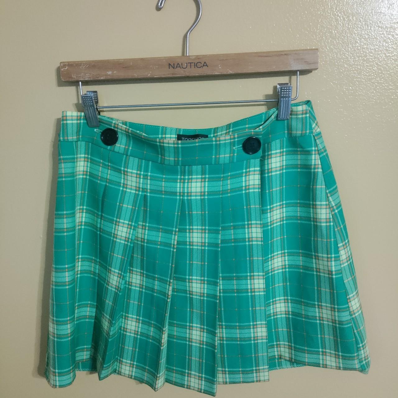 Women's Green and Yellow Skirt Depop