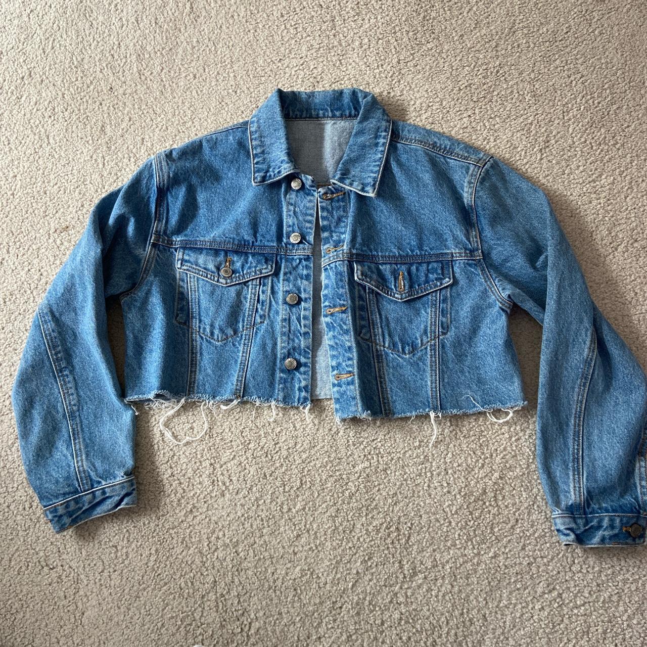 cropped denim jacket from brandy melville worn once... Depop