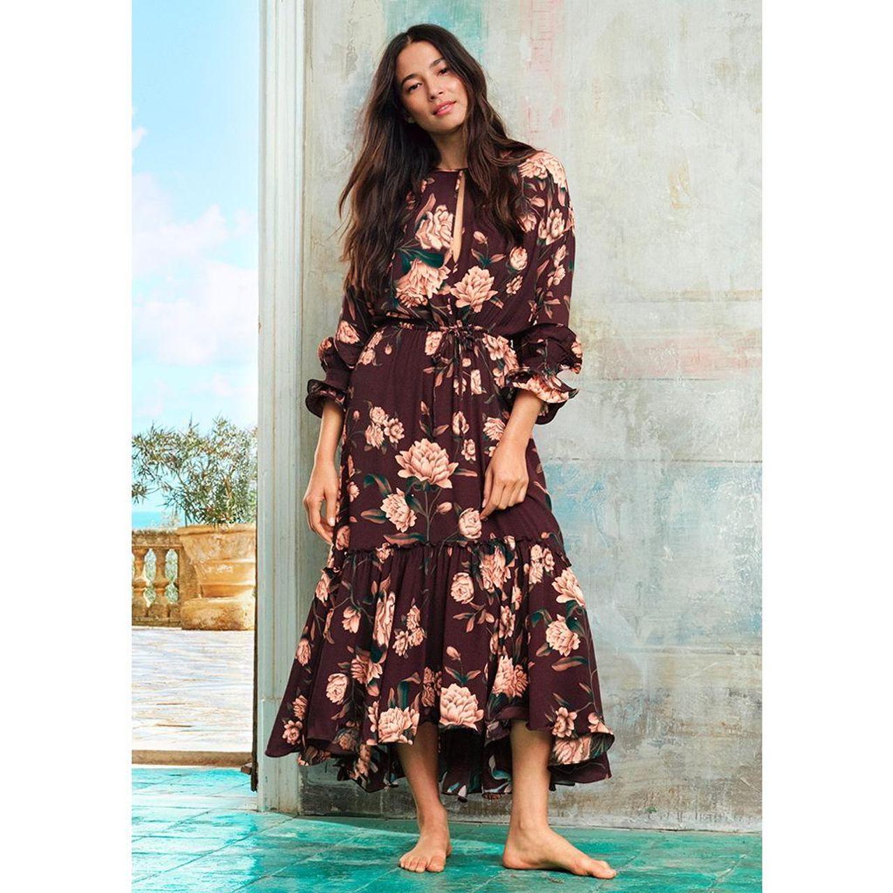 H&m brown 2024 floral dress