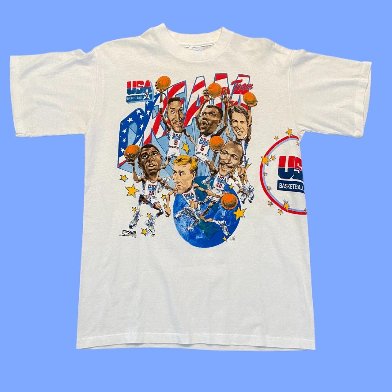 Vintage 1991 Dream Team U.S.A Basketball T-Shirt On - Depop