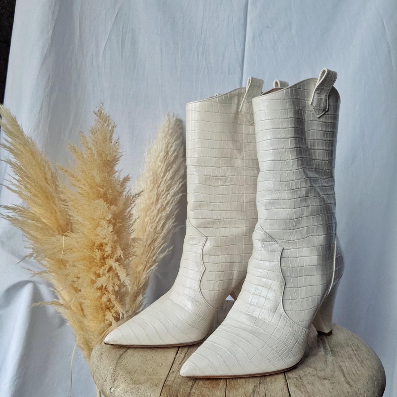 Aldo Castagna white cowboy boots Real leather fun