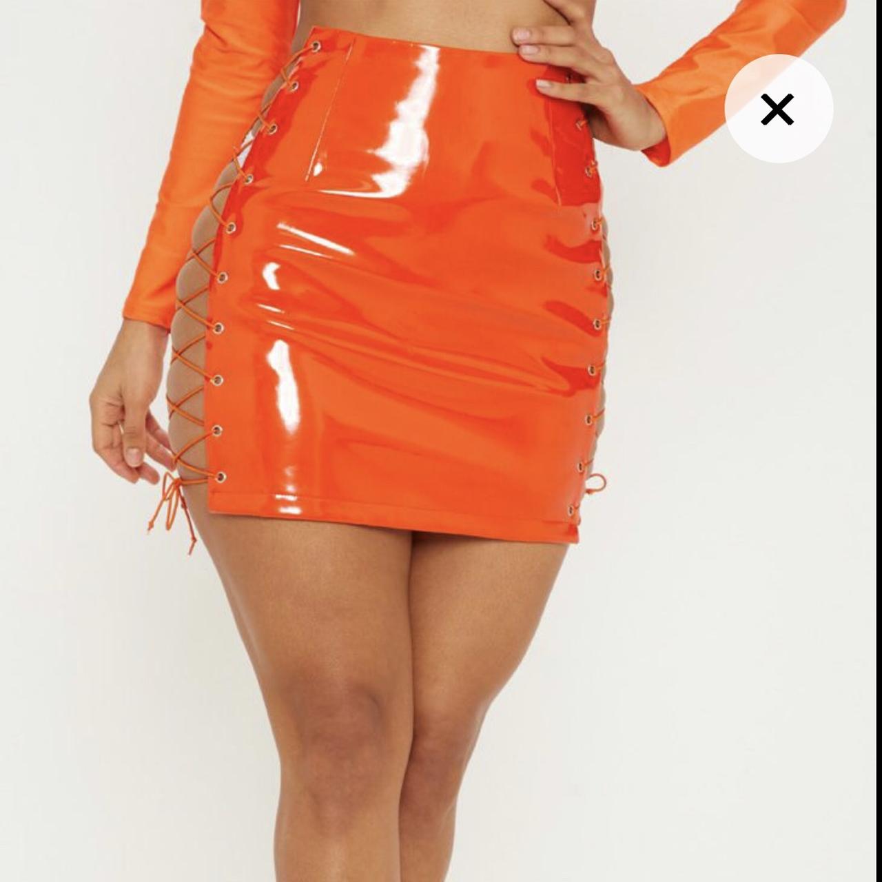 Neon orange cheap vinyl skirt