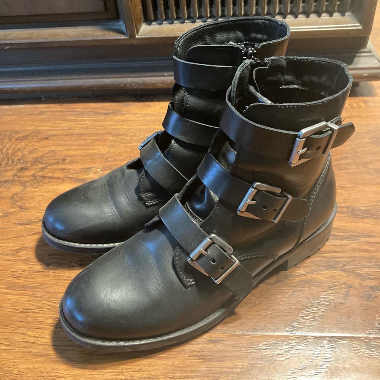 Black Buckle Leather Ankle Boots. “chabers Brand.” - Depop