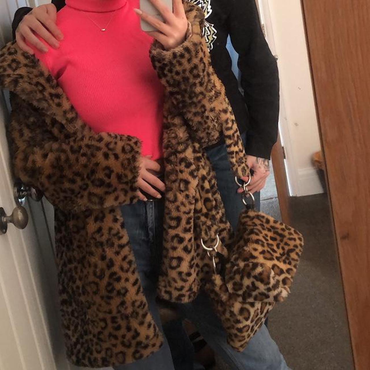 Nasty Gal Leopard Cheetah Faux Fur Coat Size S Depop