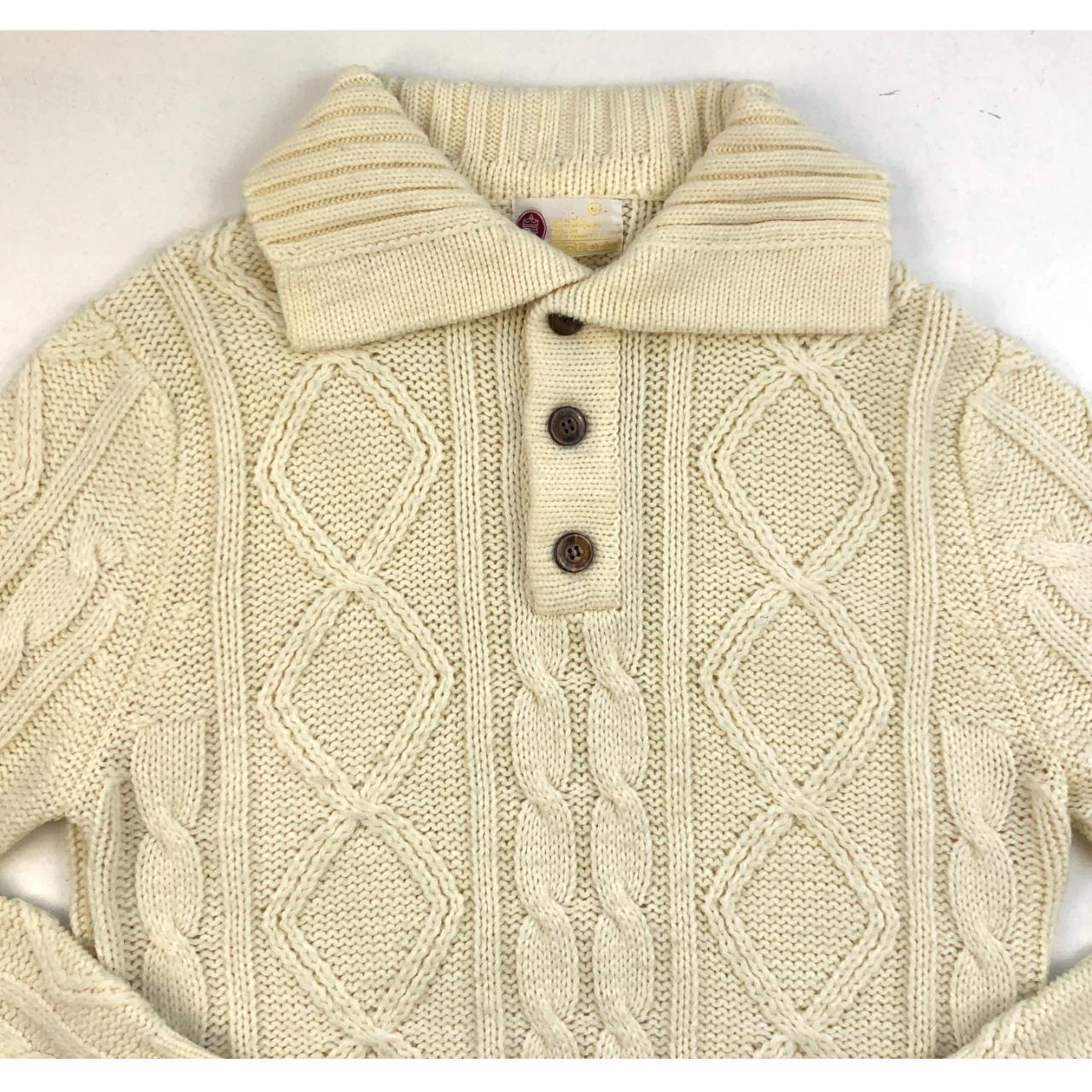 Chunky knit acrylic sweater with cable knit patterns... - Depop